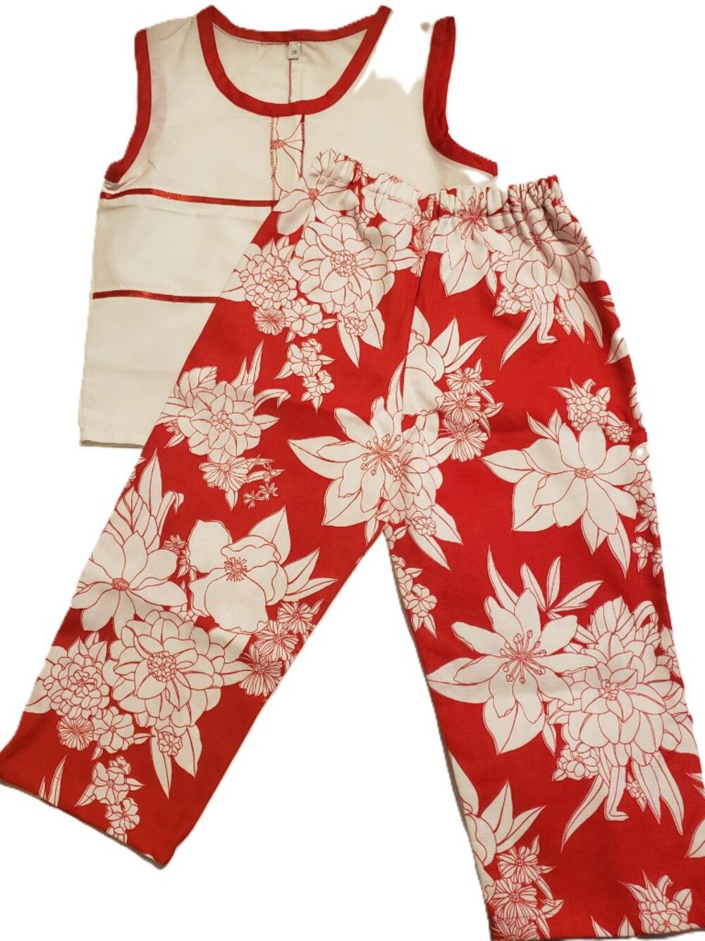 Red and White Kid's Capri Set - Handmade